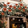Glitter Christmas Poinsettia Artificial Xmas Flower Ornaments Flowers Decorations with