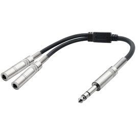 PNGKNYOCN 1/4 inch TRS Stereo Splitter Y Cable 6.35mm 1/4 inch Male Plug Stereo to Dual 1/4" TRS Female Jack Connector Audio Speaker Cable（38cm