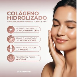 Nutresana Colágeno Hidrolizado Sabor Coco Ácido Hialurónico Vitaminas Omega Suplemento Alimenticio Polvo 500