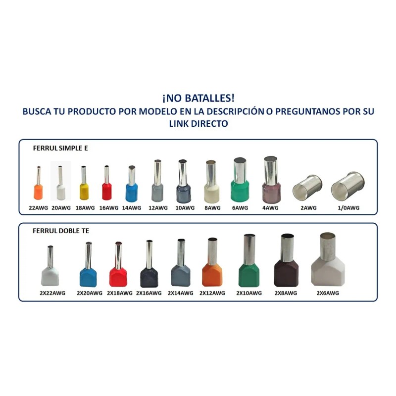 Terminal Ferrul 8 Awg Blanco 100 Pzs Am-e
