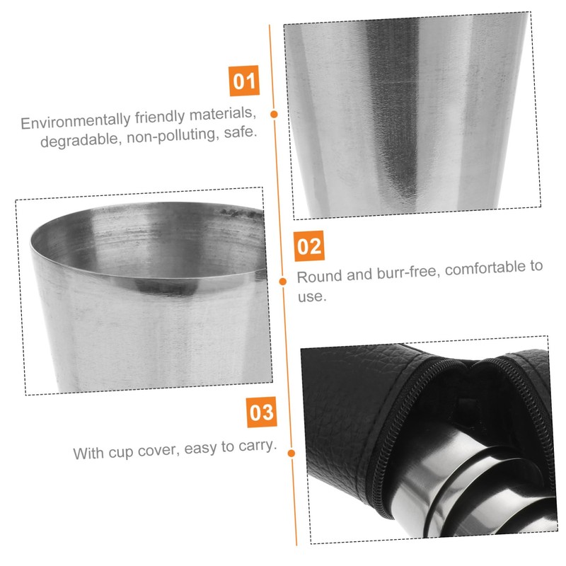 COLLBATH Mini Stainless Steel Shot Glasses 4-Piece Travel Mugs Metal