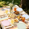 48Pcs Pastel Plaid Paper Plates, Scalloped, 9 Inch, 4 Colors