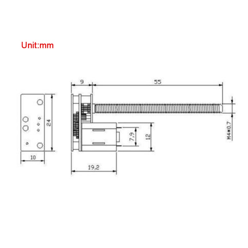 1024GA20 DC 6V/12V Thread Flip N20 Gear Motor M4 x