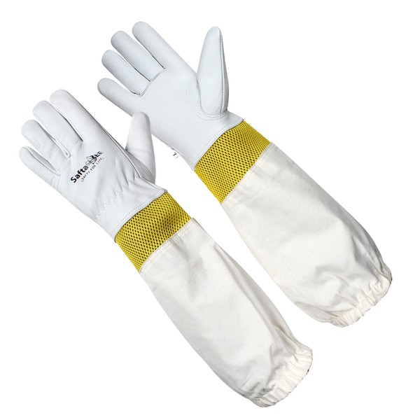 SAFTA Premium Quality Cow Hide Beekeeping Gloves, Bee keepers Gloves