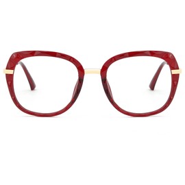 Zeelool Thick Oversize Eyeglasses Cat Eye TR90 Blue Light Blocking Glasses for Women Daisy OT959223-02 Red