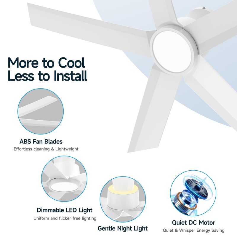ocioc 52 Inch Ceiling Fans with Lights, Large Air Volume