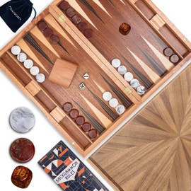 Pointworks 17 Inch Backgammon Sets for Adults. Beautiful Wood Inlaid Backgammon Board Game Set with Unique Checkers & Dice. Large Back Gammon Game Sets Travel Size for 2 Players Nardi or Tavla