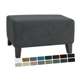 MAXIJIN - Funda otomana de terciopelo rectangular elástica cuadrada, funda rectangular lavable, para taburete de pie, protector de almacenamiento grueso con parte inferior elástica (Otomana XL, gris)