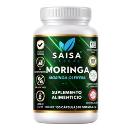 Moringa Orgánica 100 Pura bolsa con 100 cápsulas                                                                                                      