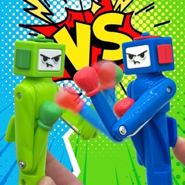 NANYKZ Boxing Pen Robot - （2PCS） with Punching Arm and Crisp Button Sound - Funny and Cool Novelty Pen - Boxing Gifts - Blue/Green Colors - 1.0mm Smooth Writing