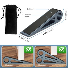 4 Pcs Heavy Duty Door Stopper for Bottom of Door, Aluminum & Rubber Door Stop Wedge- Keep Doors Open in Home, Apartment, Office, Hotel, 4.92L*1.02W*1.22H Inch, Blue