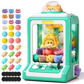 Claw Machine for Kids, Mini Vending With Game Coins & Music, Prize Dispenser Toys for Girls and Boys, Electronic Claw Game for Party Birthdays, Includes 30 Mini Toys (Doggy Green)