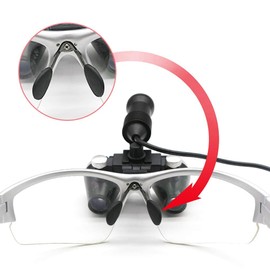 Protector 2,5X/3,5X 420 mm Lupa Binocular Lupa Cirugía Quirúrgica Lupa con luz de Cabeza de Foco (3.5X, Azul)