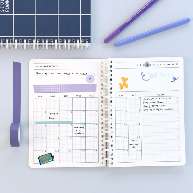 Monolike Checkers 4 Month Study Planner, Yellow - Chekers 4