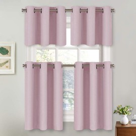 NICETOWN Camper RV Window Treatment Valance - Thermal Insulated Energy Smart Eyelet Top Curtains for Bedroom (Lavender Pink=Baby Pink, 2 Panels, 42W by 24L 1.2 inches Header)