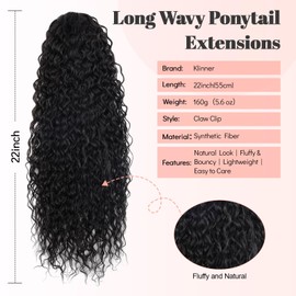 Long Curly Wavy Claw Clip Ponytail Extension 22inch Hairpiece for Women