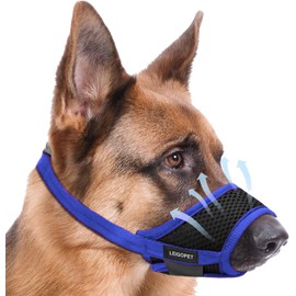 Dog Muzzle, Soft Muzzle for Small Medium Large Sized Dog to Anti & Prevent Biting Barking Chewing, Soft Grooming Muzzle for German Shepherd with Adjustable Strap, Allows Panting and Drinking (Blue,S)