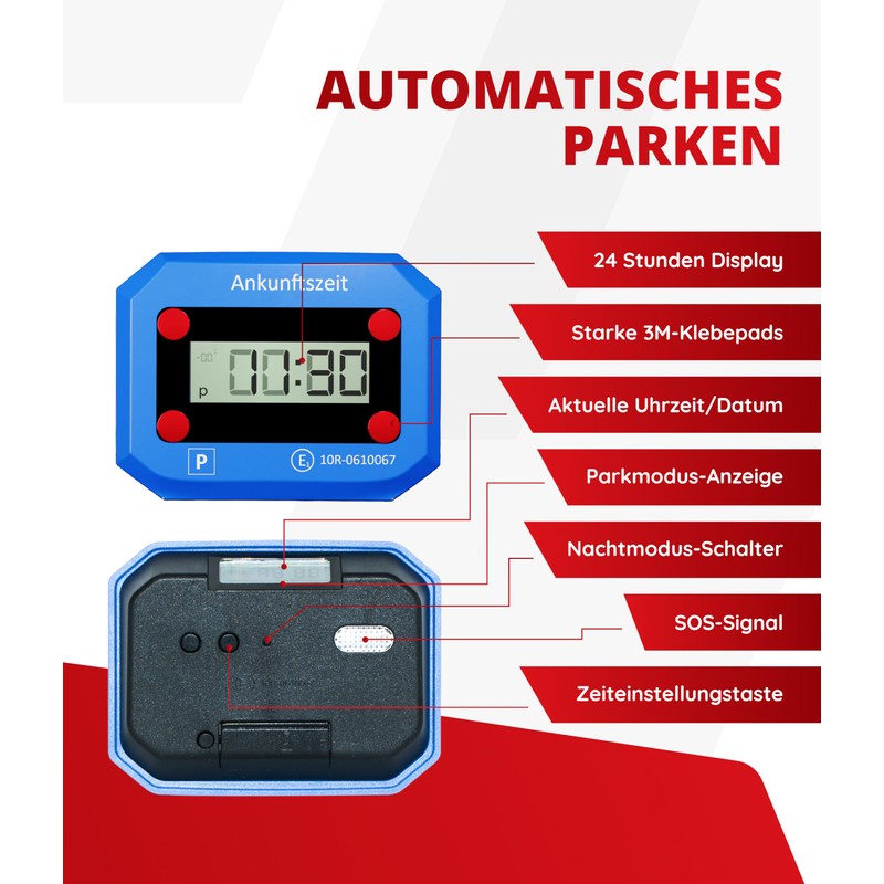 Thomatex Electronic Parking Disc with KBA Approval - Automatic Parking