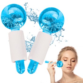 2 Pieces Facial Ice Globes for Face, Cooling Balls Set for Eyes and Neck, Facial Roller for Firming the Skin, Reduce Swelling, Dark Circulation, Improve Blood Circulation (Blue)