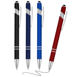 4 Pcs Pen with Stylus Tip, Ball Point Pen, 1.0 mm Black Ink Metal Ballpoint Pens for Touch Screens, Retractable 2 in 1 Stylus Ball Point Pens for Work Colleagues Office Gift