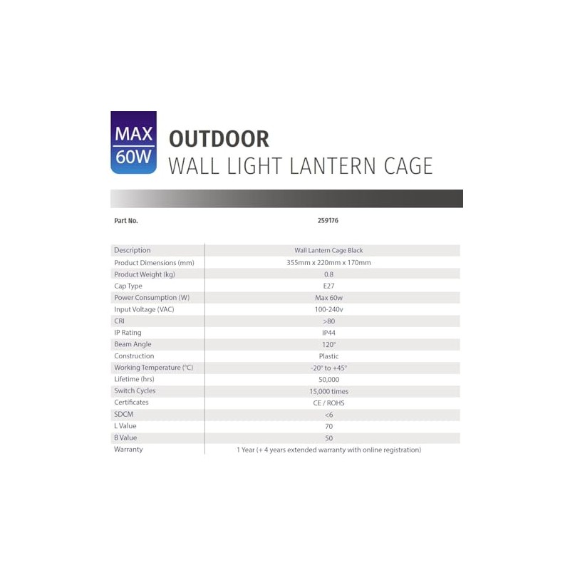 Bright Source Outdoor 6-Sided Cage Lantern, Traditional Coach Style, IP44,