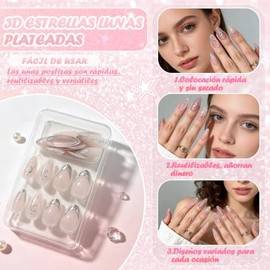 24 piezas de Uñas Postizas a Presión, Adhesivas Uñas Press On Nails De Cobertura Completa,Uñas Postizas de Cortas Largas de Francesa para Principiante