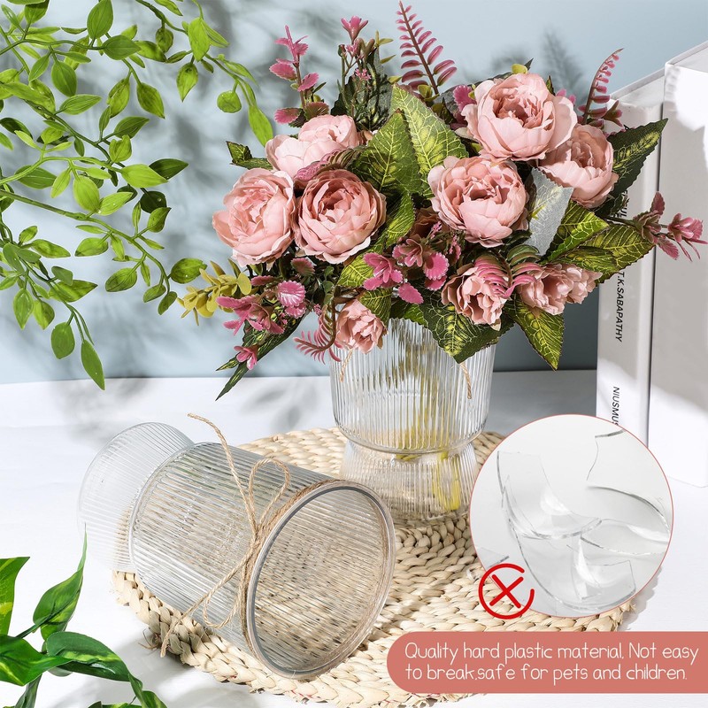 Bokon 12 Pack 6 Inch Small Plastic Clear Vases for