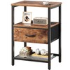 Huuger Night Stand with Fabric Drawer, Side Table with Mesh