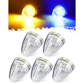 Partsam Cab Light, 5Pc 21 LED Dual Color Torpedo Cab Marker Roof Running Top Light, Waterproof Heavy Duty International Truck Replacement, for Kenworth/Peterbilt/Freightliner/Mack (Amber/Blue)