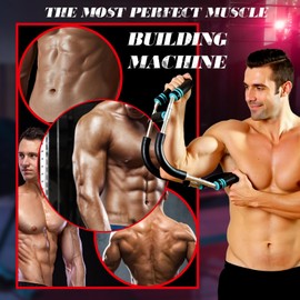 Multifunctional Arm Trainer Upper Body Twister Exerciser U-Shaped Twister Arm Trainer 40-100lb Adjustable Spring Twist Exercise Machine Home Exercise Equipment for Arms Chest Workout (Black+Blue)