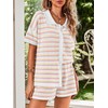 Saodimallsu Womens Summer 2 Piece Outfits Short Sleeve Striped Button