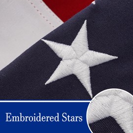 Bradford Cotton American Flag 6x10 feet for Indoor, Embroidered Star USA Flags Made in USA Soft Material, Cloth US United State Flag with 3 Brass Grommets
