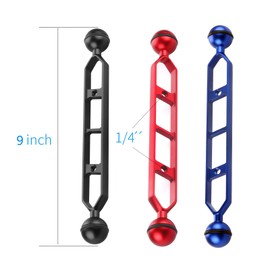 Underwater Photography Bracket Set with Fill Light Arm, Ball Head Mount, Butterfly Clip, Connection Rod (Blue, 9 inches)