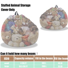 Stuffed Animal Storage Bean Bag Chair Cover (No Filler) Washable Ultra Soft Corduroy Bean Bag Cover for Organizing Plush Toys or Textile, Sack Bean Bag for Adults, Teens