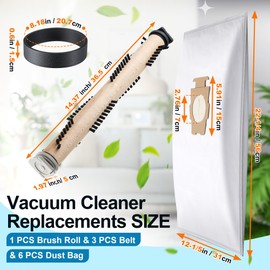 Ceoighe Vacuum Cleaner Brush Roll with 3 Pcs Belt & 6 Pcs Bag Compatible with Kirby Vacuum Cleaner G3/G4/G5/G6/Sentria, Ultimate G, Belt & Bag Compatible with Kirby All Model, Replacement Part
