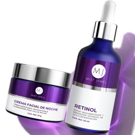 MIST JEWEL  Pack facial de noche con serum retinol 50ml y crema nocturna 50g para hombres y mujeres reparacion y renovacion  Paquete cuidado facial...