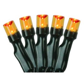 Northlight 20 Battery Operated Orange LED Wide Angle Christmas Lights - 9.5 ft Green Wire