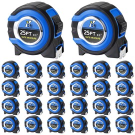 Youyole 24 Pack Tape Measure with Fractions 1/8 Steel Measuring Tape Retractable Easy Read Measurement Tape Steel Power Tape Blade Tape Measure (25 ft X 1 in,Blue)