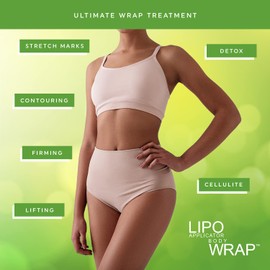 Ultimate Lipo Body Wrap With Guarana, Green Tea, and Seaweed Wraps Works for Stomach Belly Legs Arms Abdomen 5 Wraps