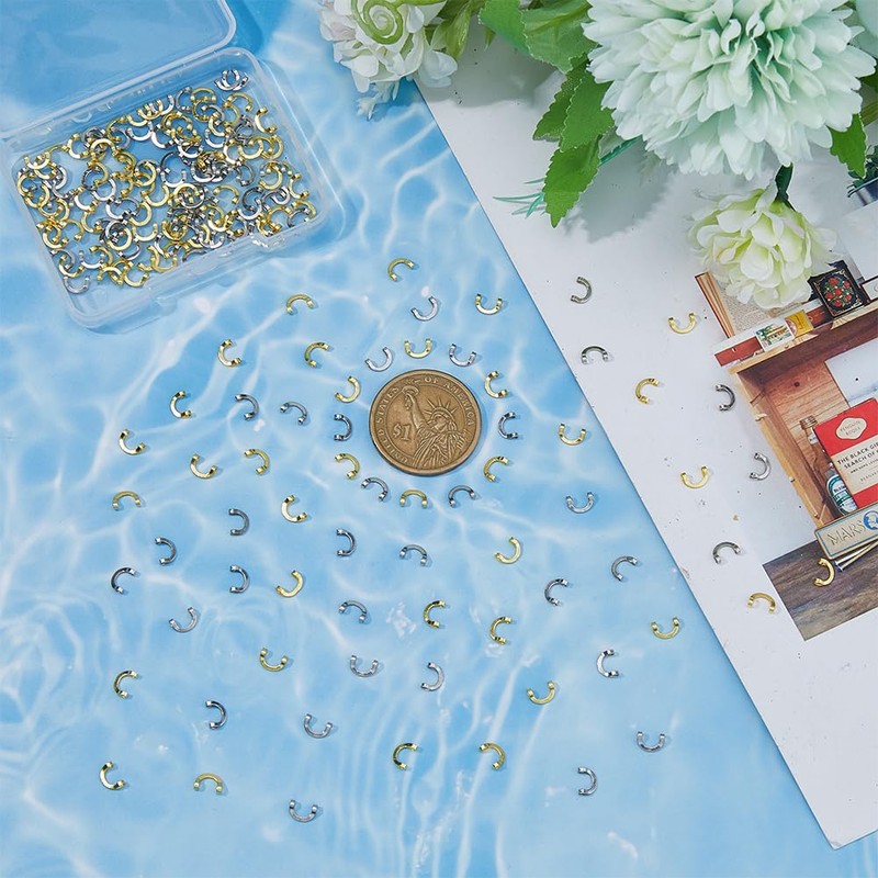 SUPERFINDINGS 200Pcs 2Colors U-Shaped Brass Links Freshwater Inline Spinner Fishing