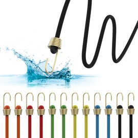 MILYARD 12-Pack Mini Bungee Cords with Hooks, 10" Heavy Duty Short Rubber Bungee Cord, Muti-Color Adjustable Elastic Strap for Luggage Roof Racks Tents Tarps Bikes Car Rvs