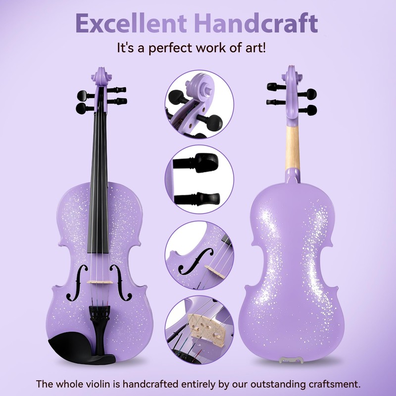 Poseidon Acoustic Violin for Beginner, Full Size Violin Set for