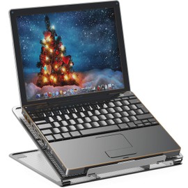 Simple Houseware Mesh Laptop Stand with 11-Levels Adjustable Ventilated Computer Holder, Black