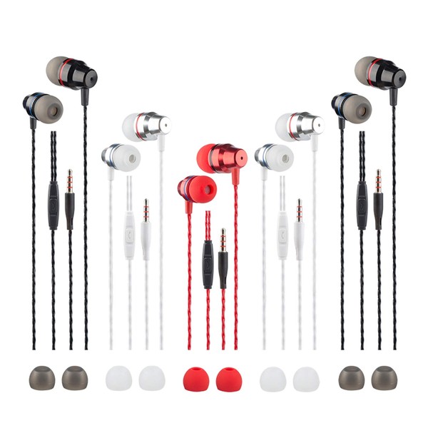 5 Packs Earbud Headphones with Remote & Microphone, findTop in