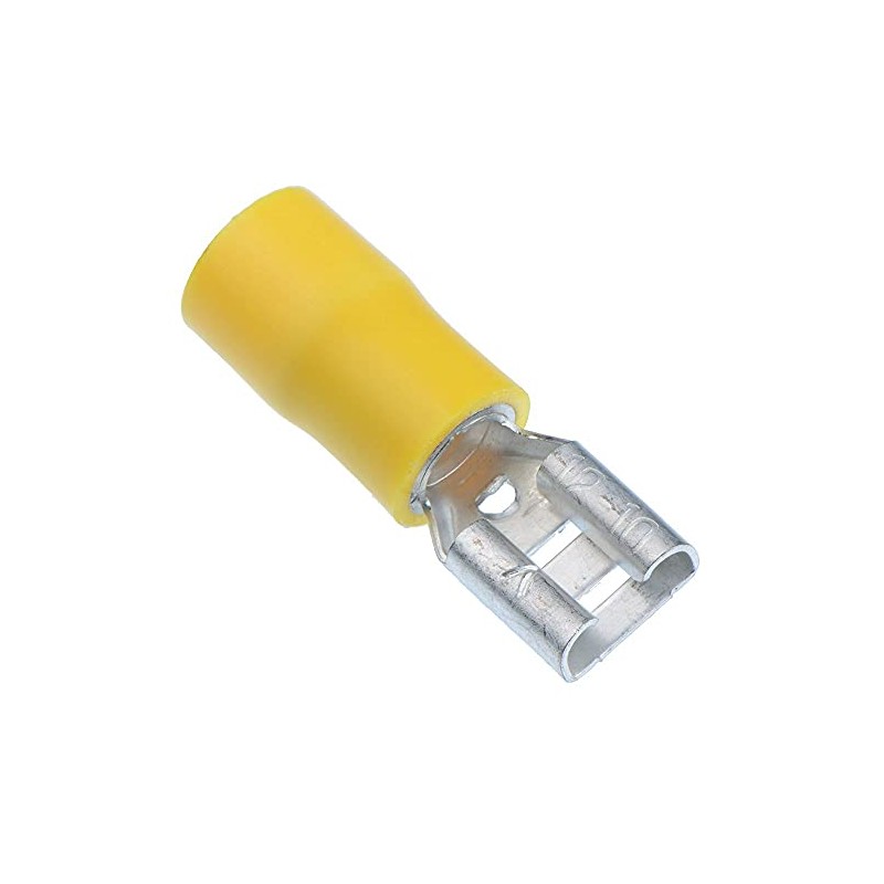100 x Yellow 6.3mm Female Insulated Crimp Spade Connector 10-12