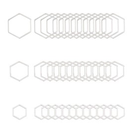 UNICRAFTALE Approx. 36 Pieces 3 Sizes Hexagonal Connecting Rings Stainless Steel Connection Pendant Metal Hollow Connecting Rings For Bracelet Necklace Jewellery Making Stainless Steel Color