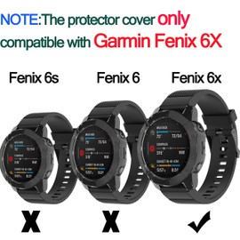 RuenTech Compatible with Garmin Fenix 6X Pro/Fenix 6X Sapphire/Fenix 6X Pro Solar Protective Film Case Soft TPU Shell Protection Anti-Scratch (Black)