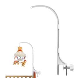 MIVAIUN 24 Inch Baby Crib Mobile Bed Bell Holder Hanging Arm Bracket Infant Bed Decoration Rotating Nut Screw Adjustable Arm Bracket Gift for Newborn Install on Baby Bed Room Decor(White)