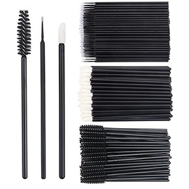 Juego de 300 brochas de maquillaje desechables para máscara de pestañas, aplicador de pintalabios (negro)