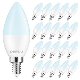 DEGNJU 20 Pack LED Candelabra Bulbs 60 Watt Equivalent, E12 LED Bulb Daylight 5000K, Type b Light Bulb, LED Chandelier Bulbs 5.5W, Candelabra Base Bulbs 120V, B11 Candle Light Bulb, Non-Dimmable